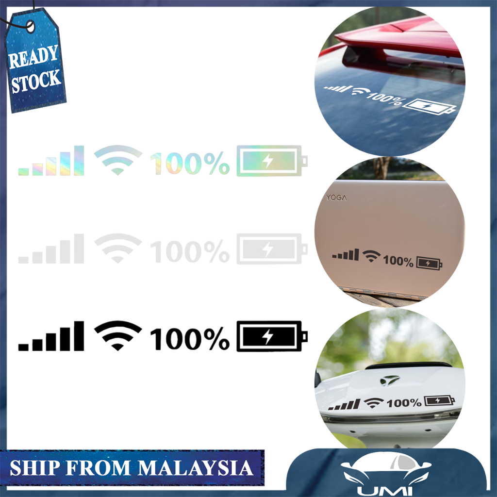 Car Sticker 100% Wi-Fi Battery Level Signal Car Vinyl Reflective ...