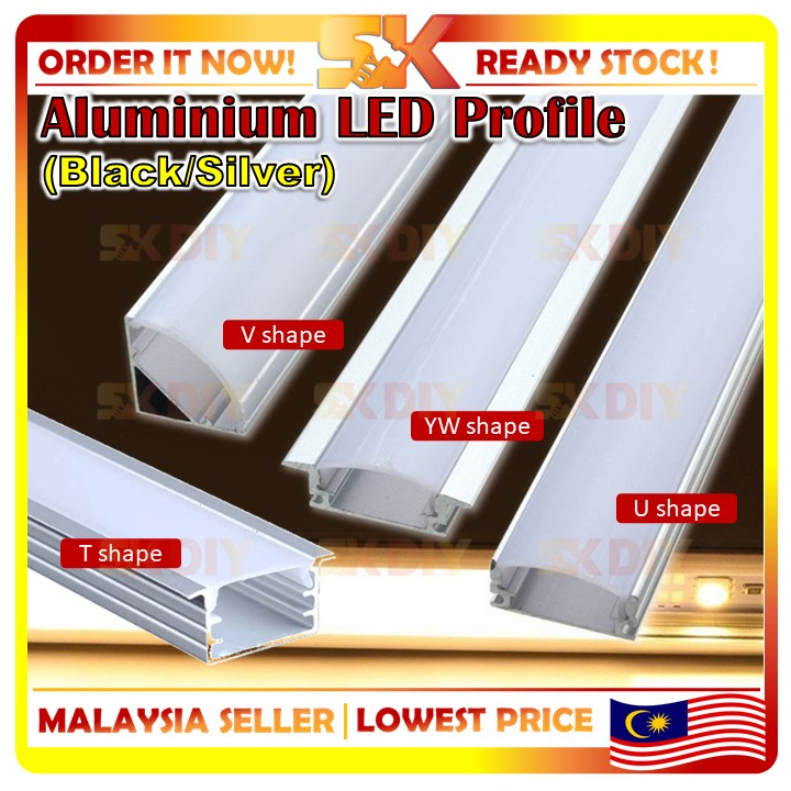 🇲🇾(1M/1.5M) LED Channel Strip Light Aluminium Casing Profile Track ...