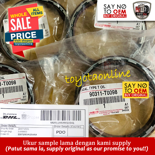 (Petrol) Fortuner Hiace Innova (20052015) Flywheel Oil Seal TGN40