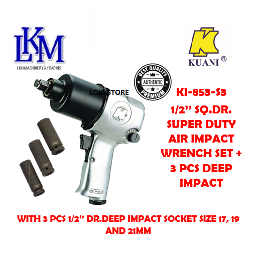 IMPACT WRENCH / AIR GUN BUKA TAYAR / KI853S3 1/2” SQ. DR. SUPER DUTY