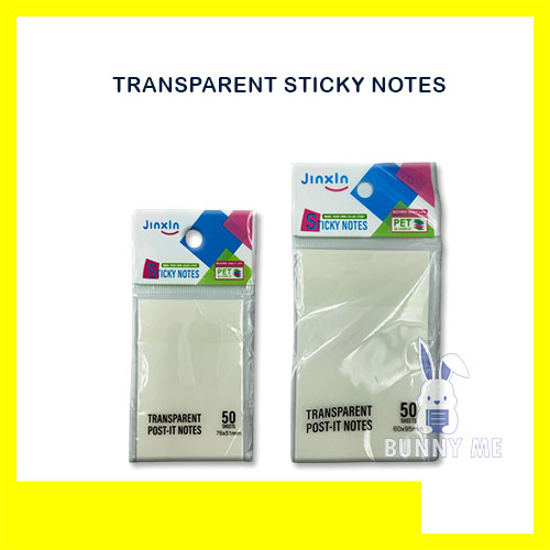 Transparent sticky notes 50 sheets clear post it notes shopee malaysia