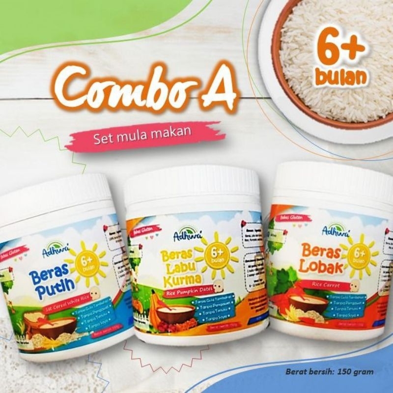 Adhwa Baby Food Set Combo 100 Natural Bancuh dengan Air Panas Sahaja