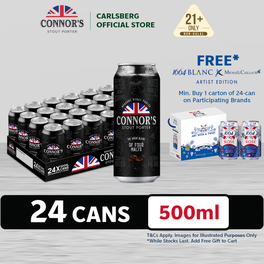 Connor's Stout Porter Can Premium Stout Beer 5.0 Alcohol (500ml x 24