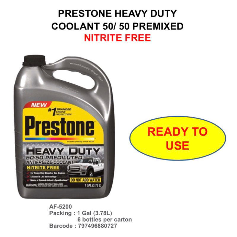 PRESTONE HEAVY DUTY COOLANT 50/ 50 PREMIXED NITRITE FREE AF5200 1Gal