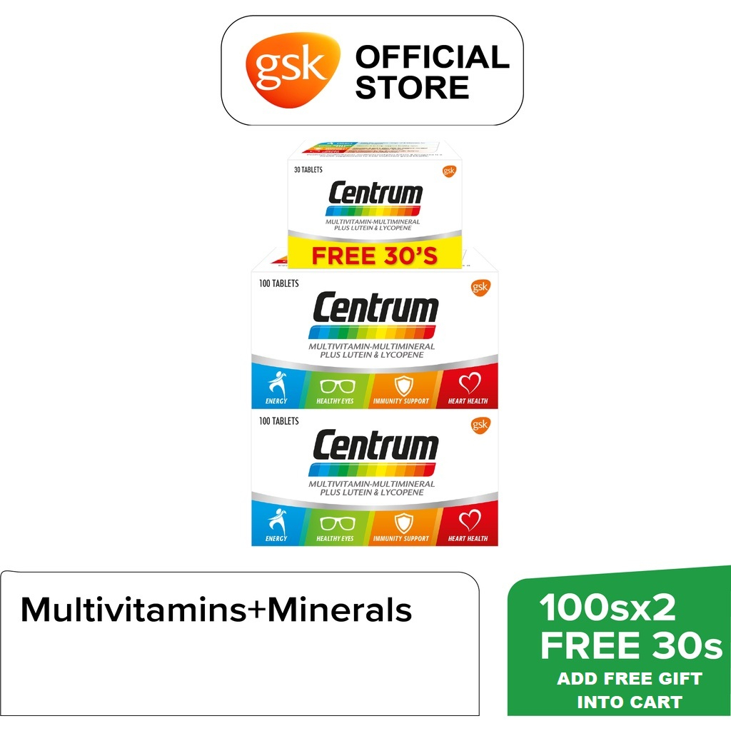 Centrum MultivitaminMultimineral Plus Lutein Healthy Eyes & Lycopene Good Health (100s x 2