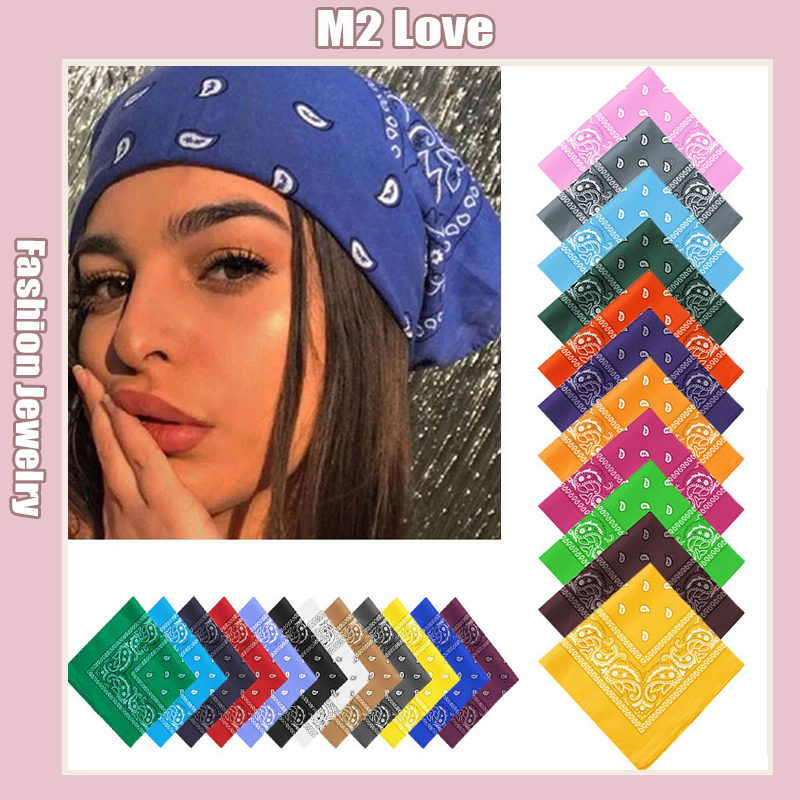 Multi Functional Large Square Scarf Cashew Flower Hip Hop Turban Headband Silk Scarf Shopee 