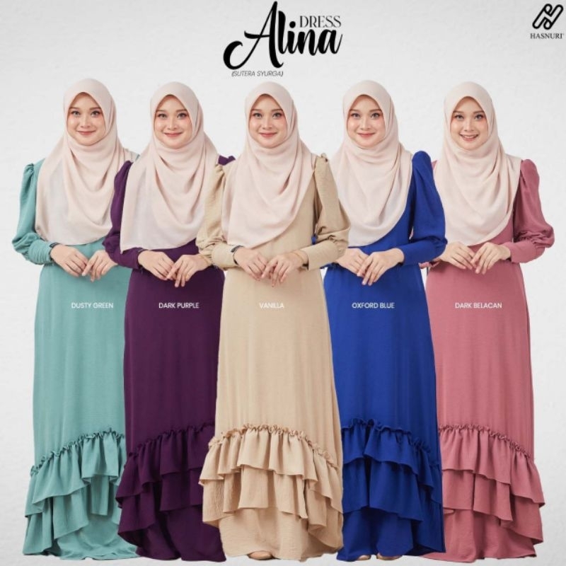 HASNURI COLLECTION DRESS ALINA Baju Raya 2023 | Shopee Malaysia