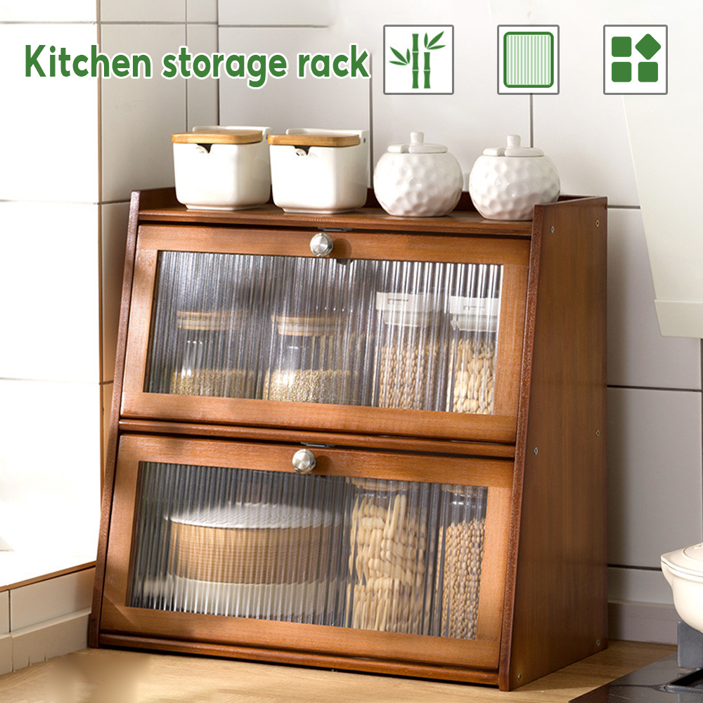 🇲🇾Ready Stock Muji Style Bamboo Cabinet 50cm Almari Coffee storage rak ...