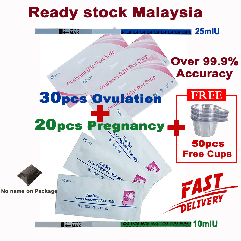 30pcs Ovulation Test Strip OPK LH ovulasi + 20pcs Pregnancy Test Strip