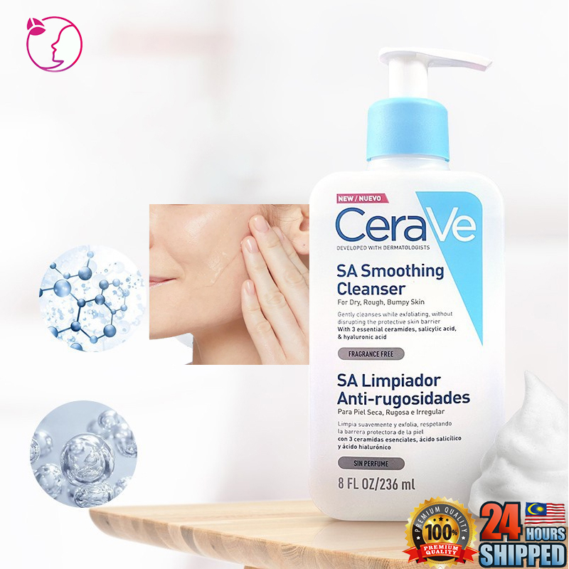 Cerave SA Smoothing Cleanser (236ml) For Dry, Rough, Bumpy Skin Cerave