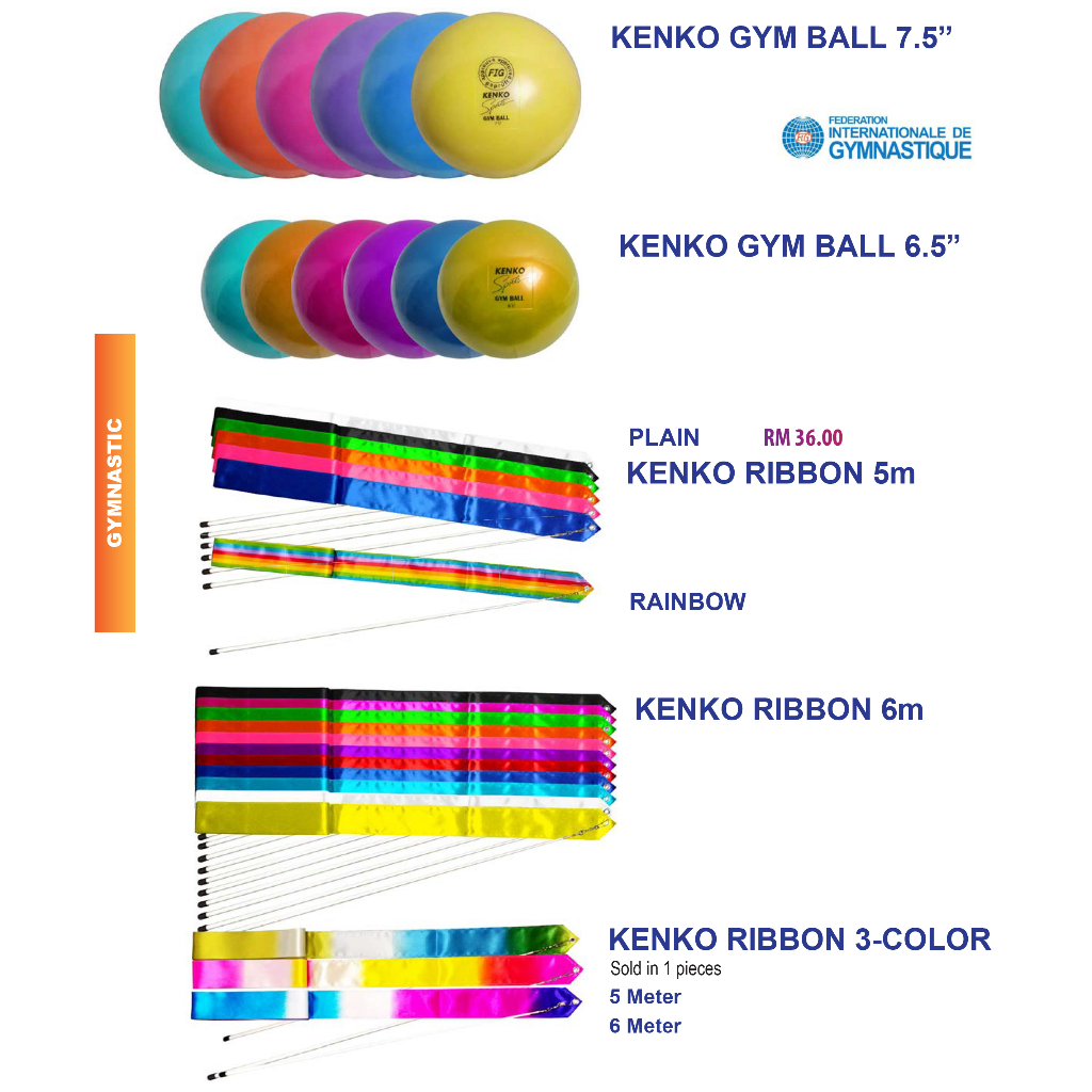 RYTHMITIC GYMNASTIC KENKO GYM BALL RIBBON GYM ROPE GYM RUBBER CLUB FIG ...