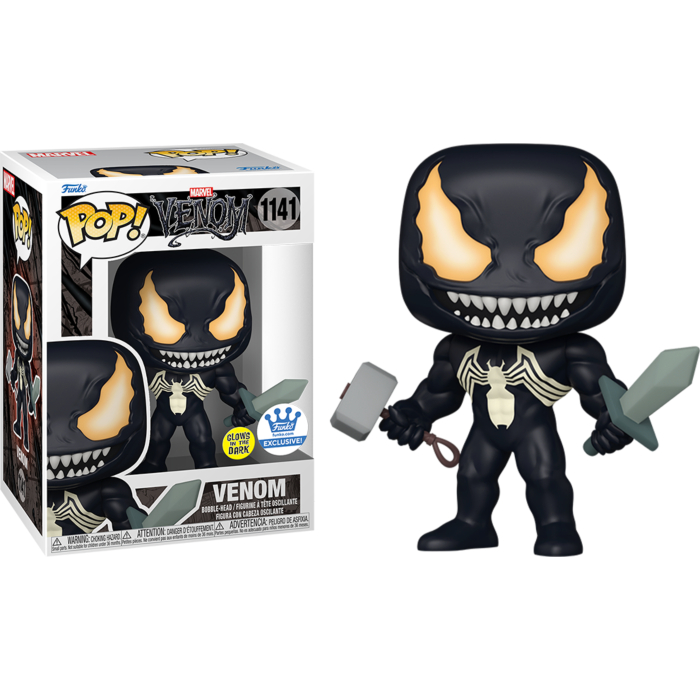 Funko Pop! Venom - Venom with Mjolnir and Sword Glow-in-the-Dark Pop ...