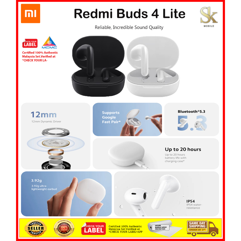 Original Xiaomi Redmi Buds Lite 12mm Dynamic Driver
