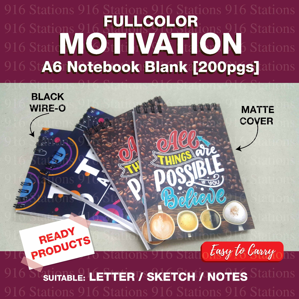 FULLCOLOR MOTIVATION MATTE A6 Notebook Blank [200pgs] Easy to carry ...