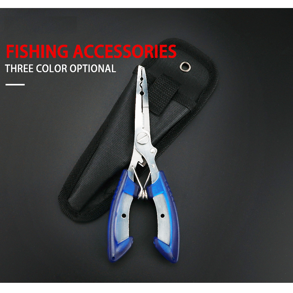 NEW!! 16cm Stainless Steel Fishing Pliers with Bag Line Cutter Remove Hook  Fishing Tackle Tool black/blue