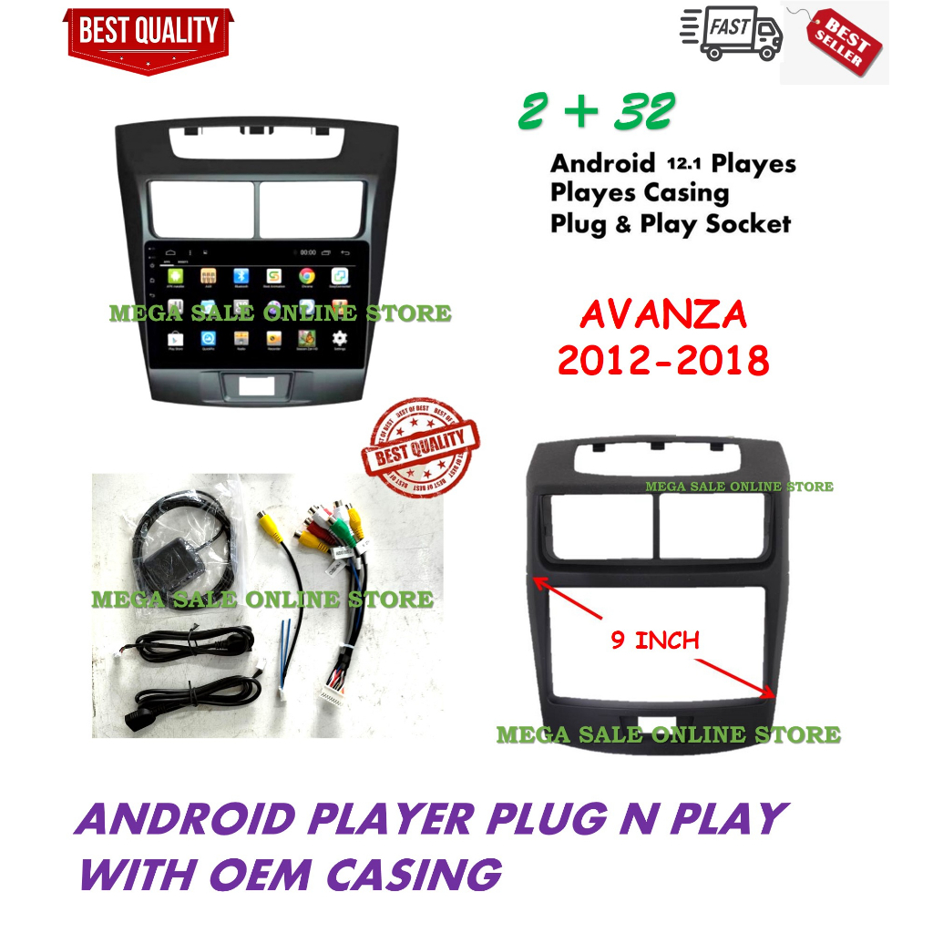 Toyota AVANZA 2012 - 2018 android player 9 inch PLUG N PLAY with OEM ...