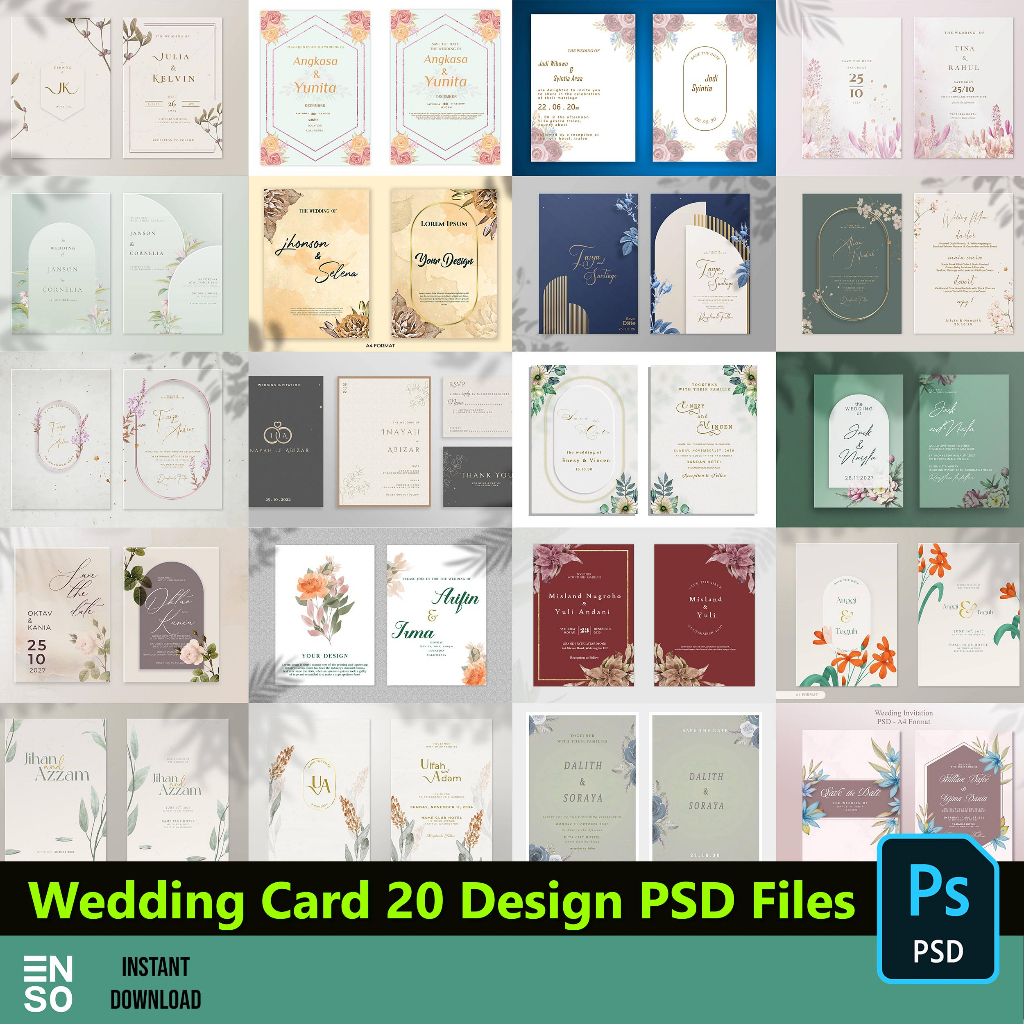 PSD Wedding Invitation Card 20 Design Editable File | Kad Kahwin ...