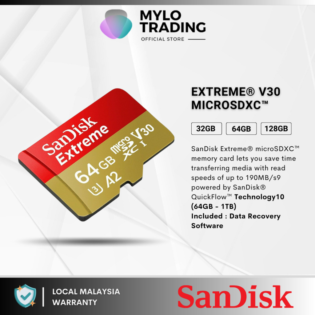 SanDisk Extreme microSDXC UHSI CARD 170MB/s ( 64GB / 128GB / 256GB