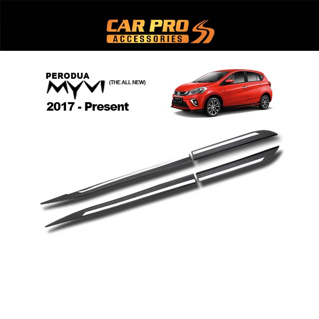 Perodua Myvi 2017 2020 Side Door Moulding with Chrome Line (Stainless
