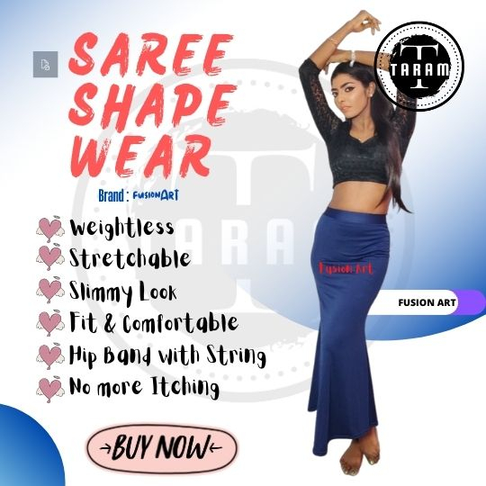 Navy Blue Saree Shape Wear Saree Petticoat Stretchable Shapewear
