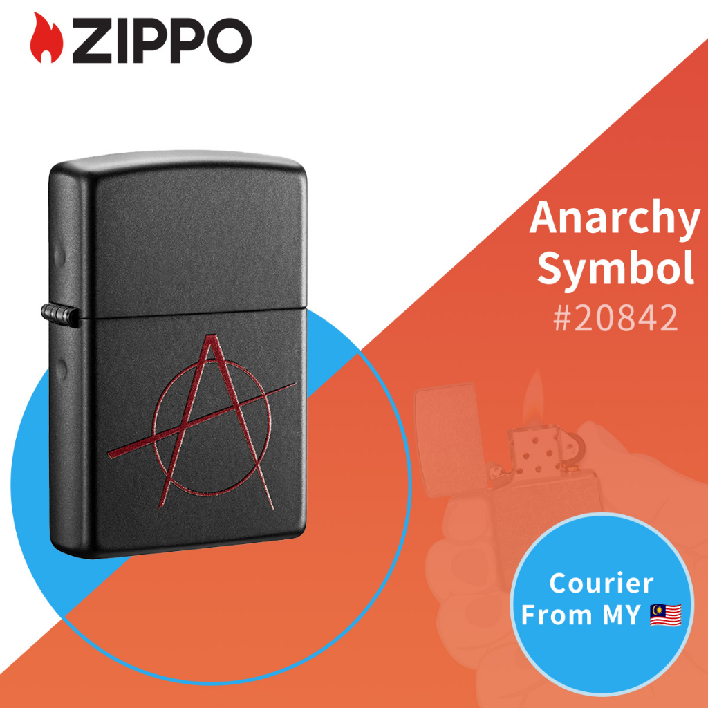 Zippo Anarchy Symbol Black Matte Pocket Lighter Zippo 20842 Shopee