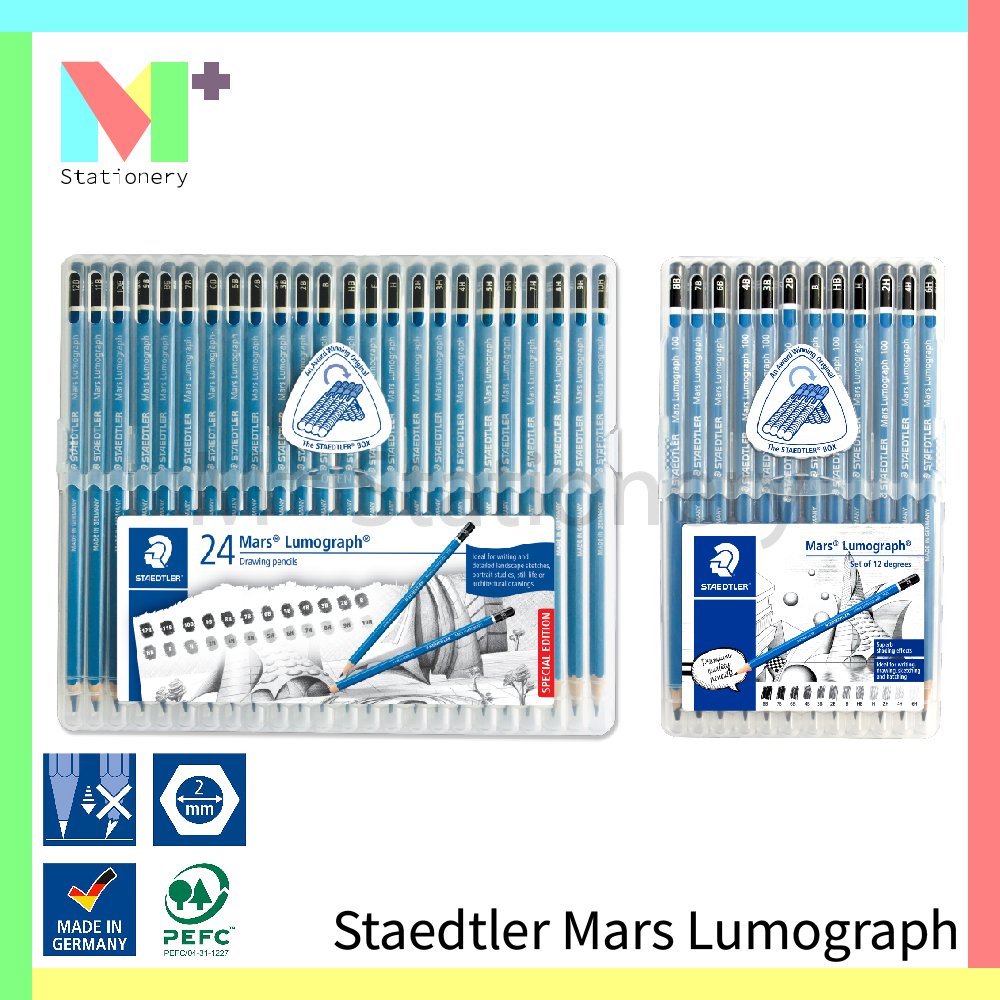 Staedtler Mars Lumograph 100 Drawing And Sketching Pencils (Set Of 12 / ...