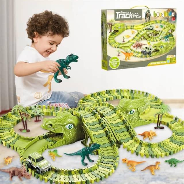 Dinosaur Rail Cars Dinosaur Electric Rail Car Stitching Toy DIY Roller ...