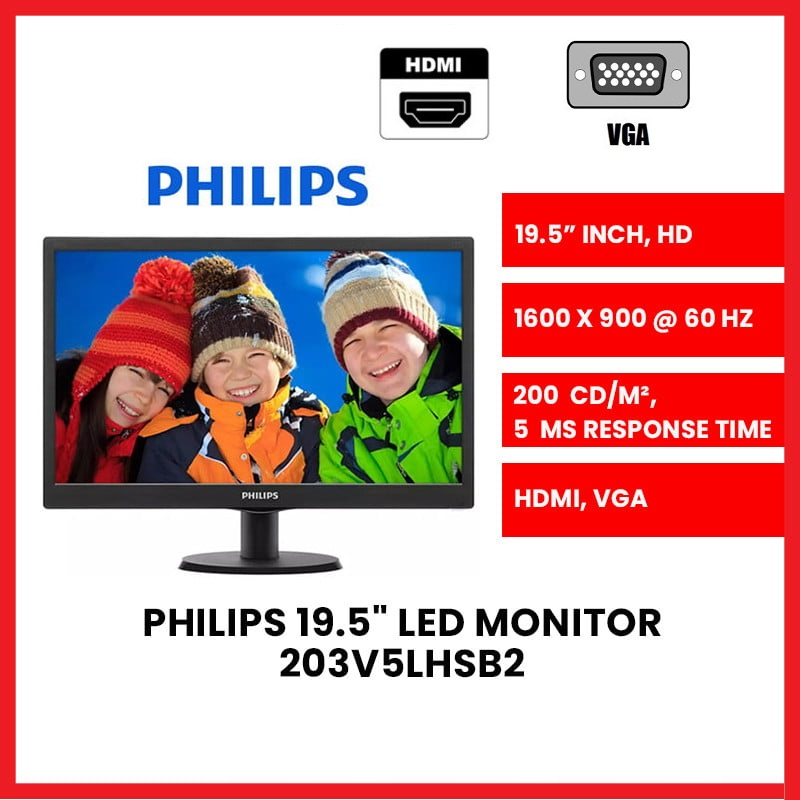 Philips 203V5LHSB2 19.5" TN 5ms LCD LED Monitor VGA HDMI | Shopee Malaysia