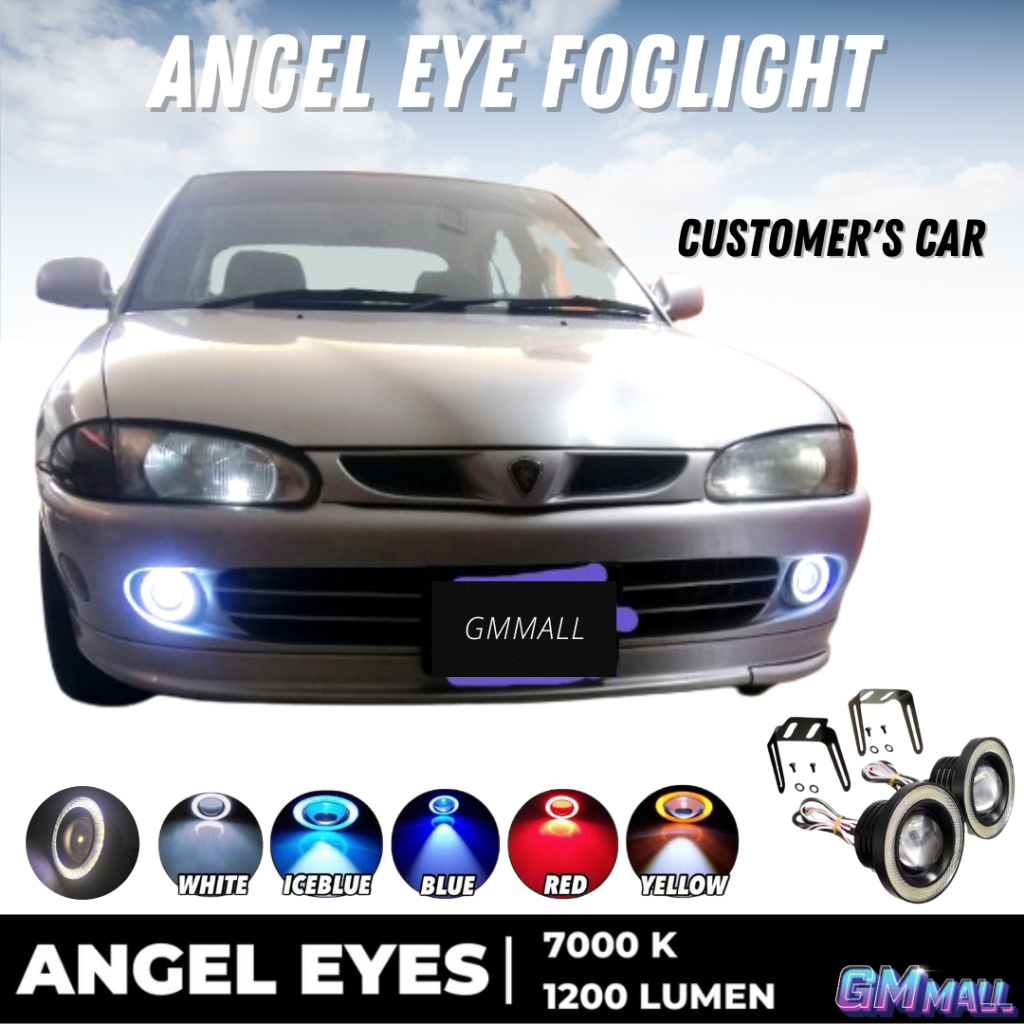 PROTON WIRA ANGEL EYE LED LIGHT 2pc Fog light Halo Ring Spotlight