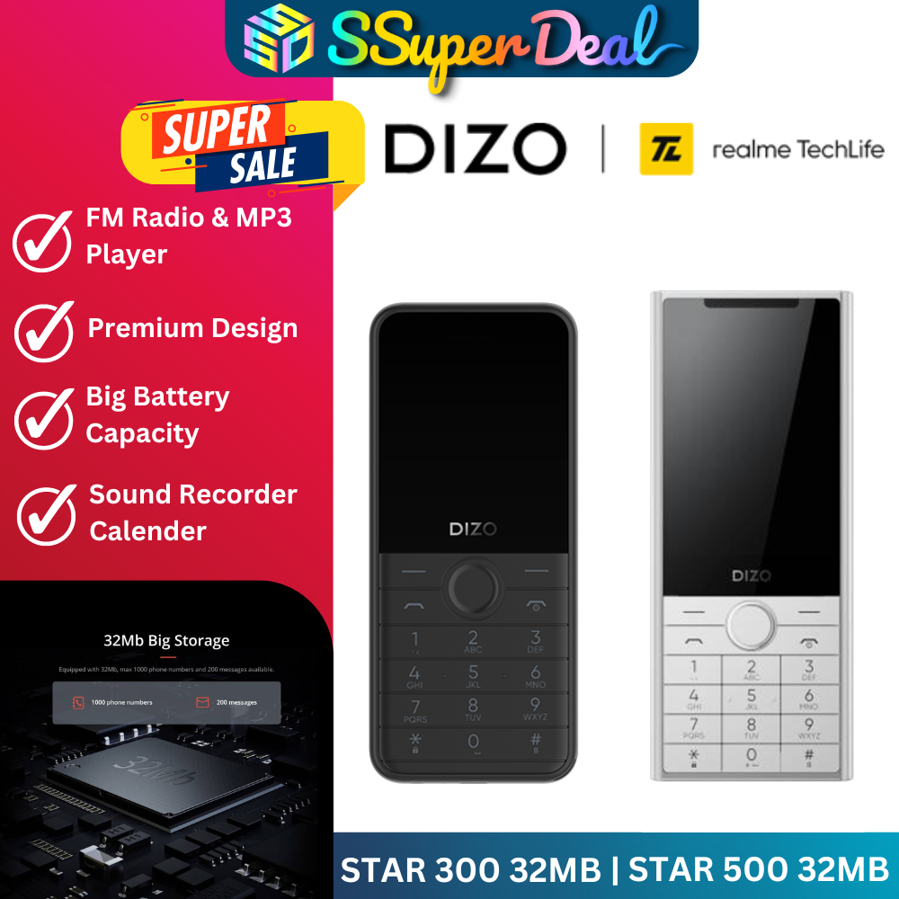 DIZO Star 300 / Star 500 KeyPad Phone Realme Feature Phone with camera ...