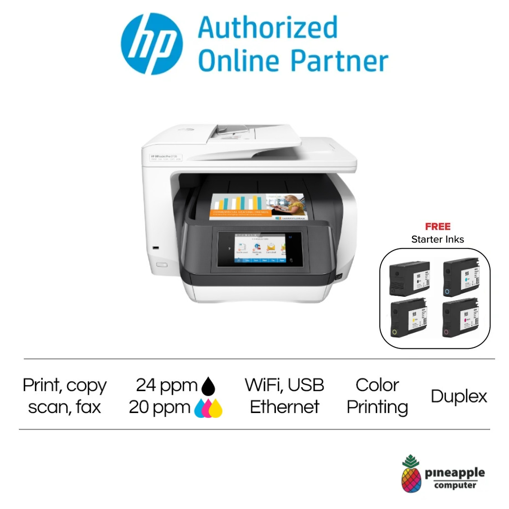 HP OfficeJet Pro 8730 All-in-One Printer A4 Color InkJet Printer Print ...