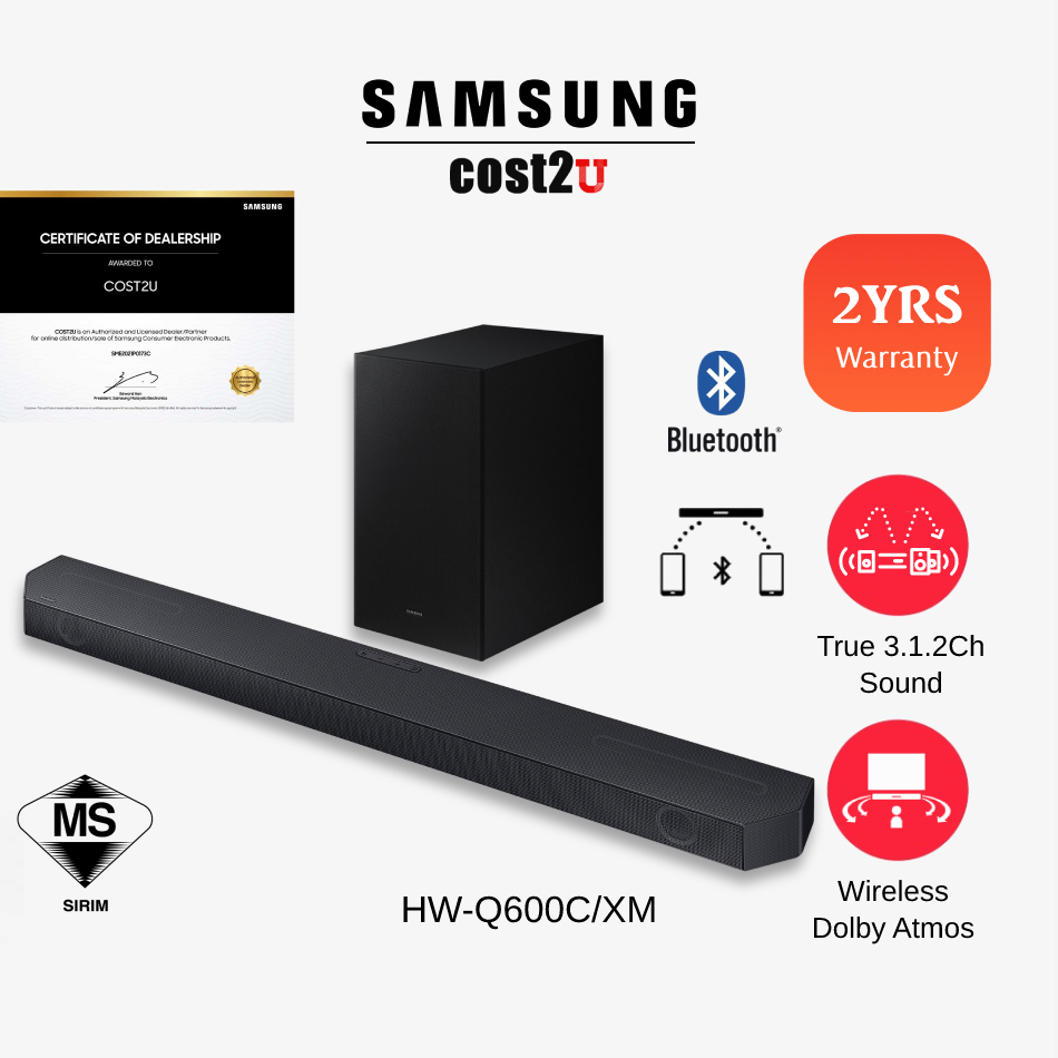 Samsung Q600C 3.1.2 Ch Qseries Soundbar HWQ600C/XM HWQ600B/XM