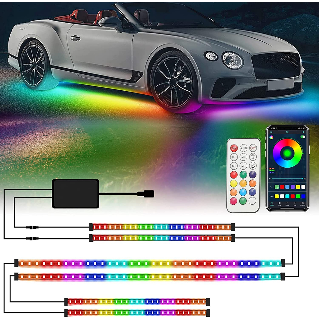 【New Start Scan】6 in 1 RGBIC APP+REMOTE Car Underglow Ambient Light Strip Flexible Rgb App