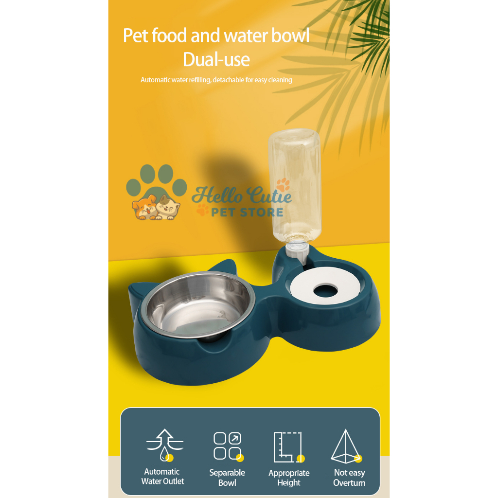 Hello CutieDouble cat bowl, protects the cat's neck and prevents