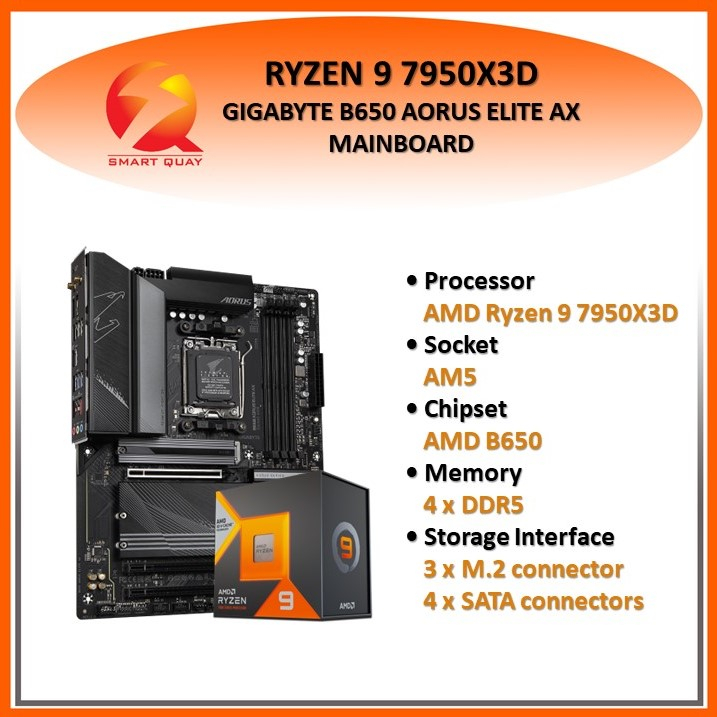 AMD RYZEN 9 7950X3D/ GIGABYTE B650 AORUS ELITE AX MAINBOARD Shopee Malaysia