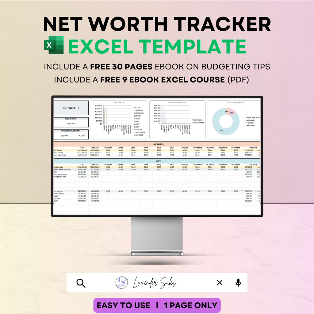 NET WORTH TRACKER (EXCEL TEMPLATE) Net Worth Dashboard Personal
