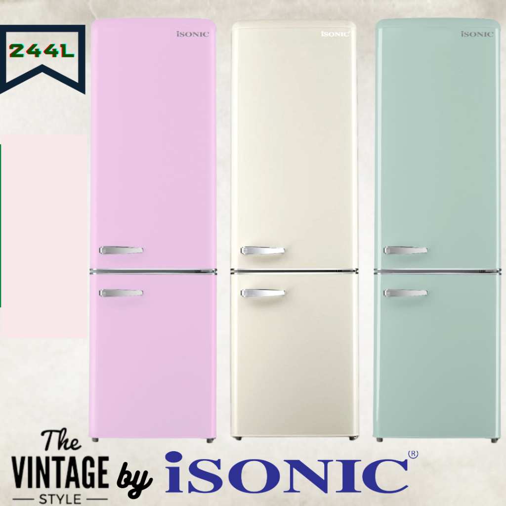 iSONIC DOUBLE DOOR VINTAGE REFRIGERATOR IDR-BCD261LH (CREAMY WHITE ...