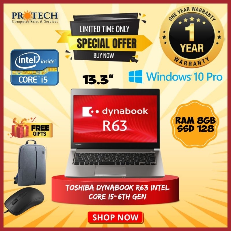 TOSHIBA DYNABOOK R63 INTEL CORE i5-6th Gen A+++ GRADE LAPTOP ...