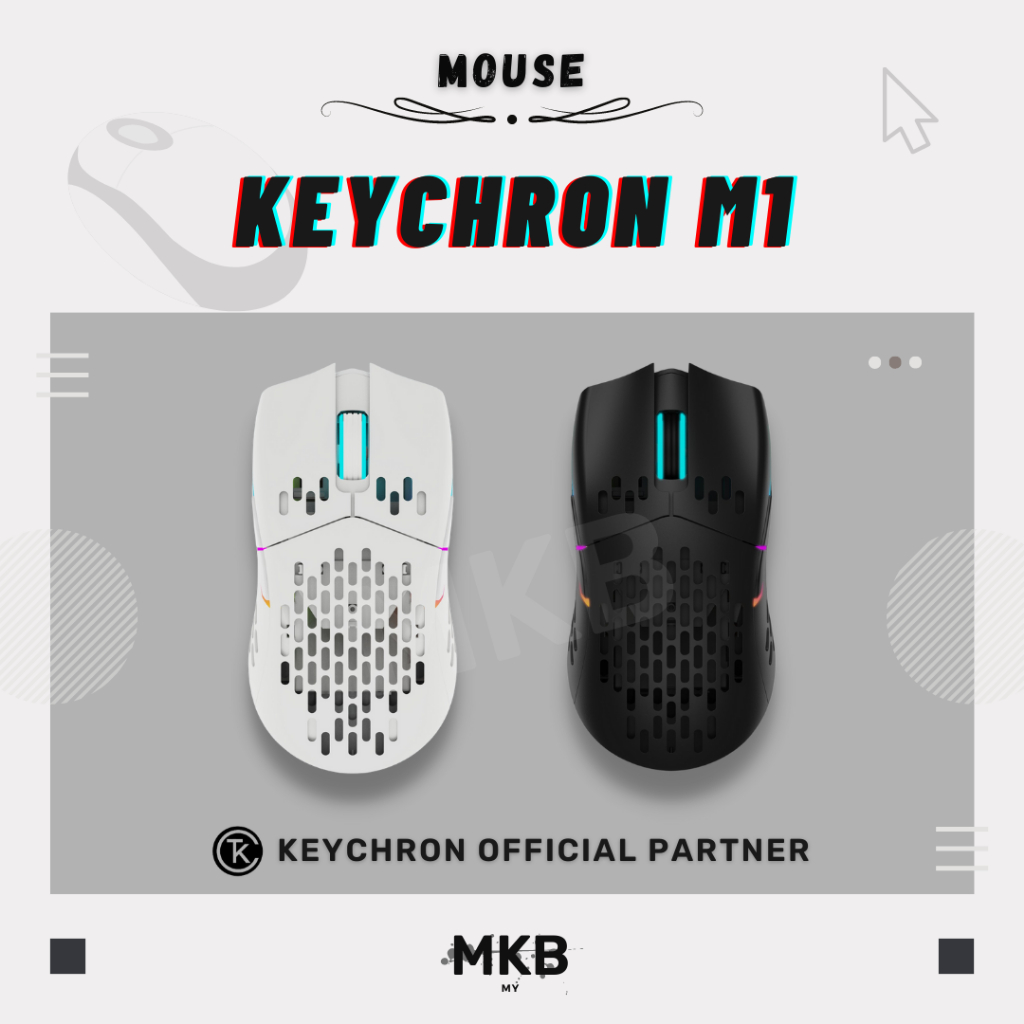 READY STOCK] Keychron M1 Wireless Mouse Ultra-Light Optical Mouse RGB  Lightweight Ultra Flex Paracord Cable