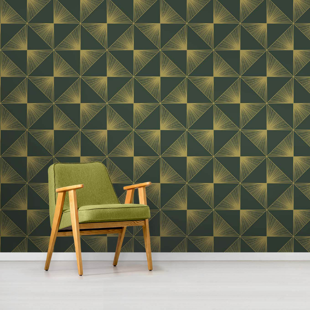 LAMEX EUROPEAN WALLPAPER 29519 CYBER XI GREEN GOLD GEOMETRIC DESIGN WALLPAPER Shopee Malaysia