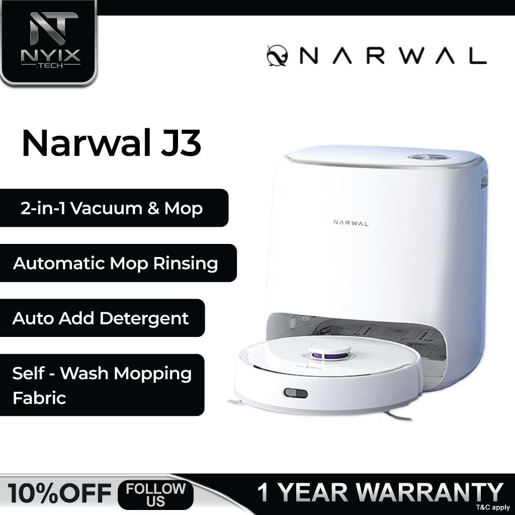 Narwal J3 Robotic Vacuum Cleaner SelfCleaning Robot Mop & Vacuum Apps