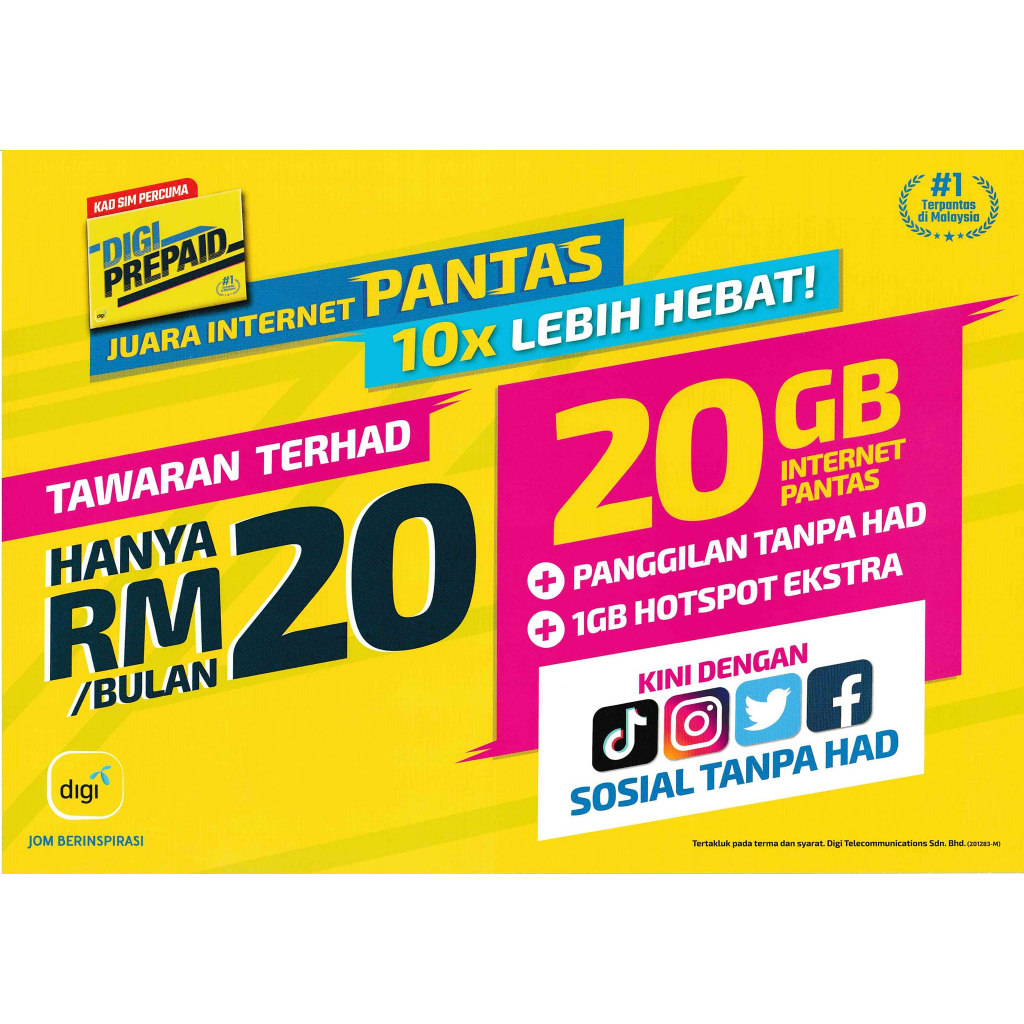 DIGI NEXT 20 PAKEJ KHAS BELIA Unlimited call and Unlimited TikTok ...