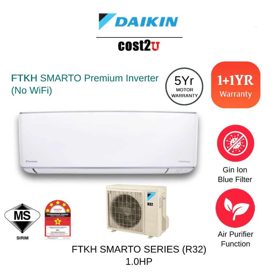 DAIKIN SMARTO Premium Inverter Air Conditioner (R32) FTKH FTKU FTVP