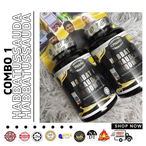 Combo 1 Rayhanah habbatussauda / Nigella Sativa / Jintan hitam 2 botol ...