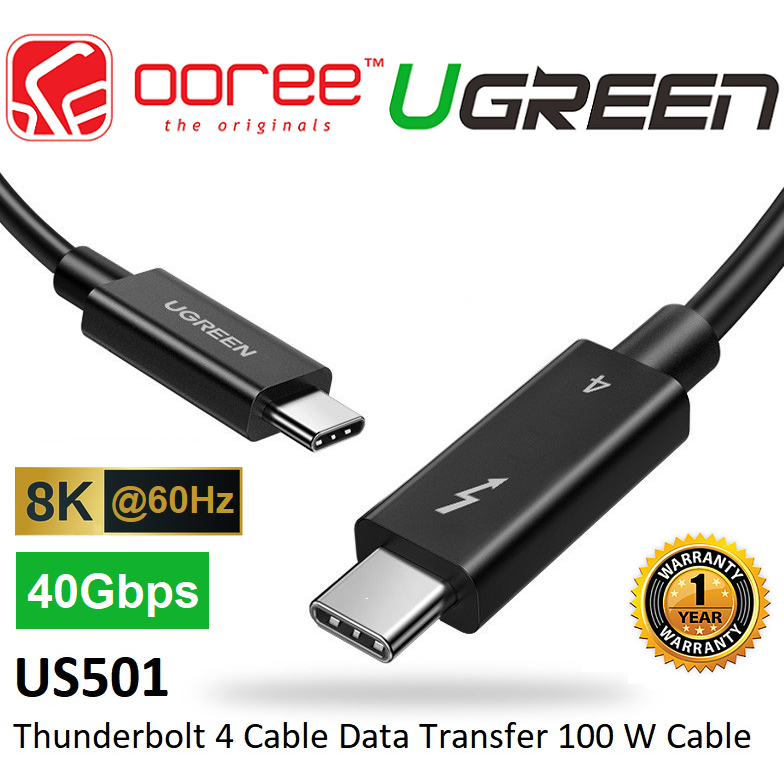 UGREEN US501 100W 40GBPS USBC CABLE THUNDERBOLT 4 FAST CHARGING USBC TO USBC CABLE SUPPORT 8K