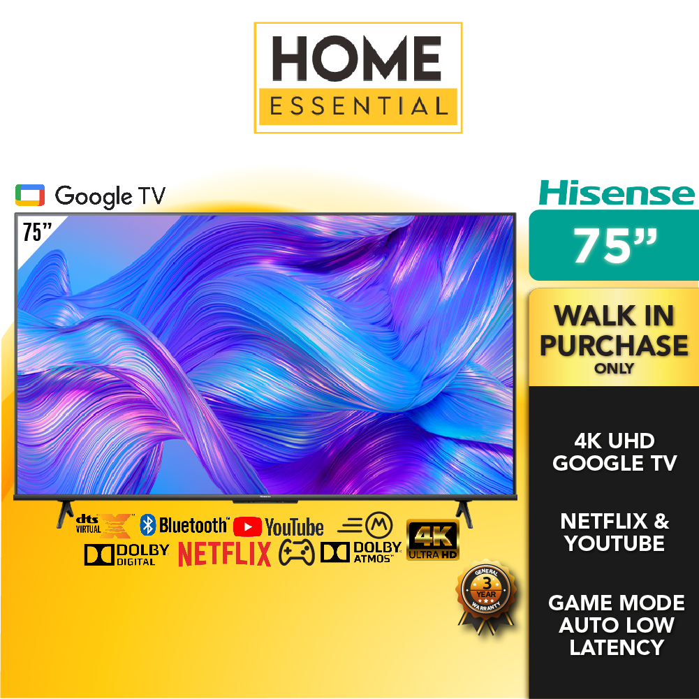 Hisense 75 Inch 4K UHD Google TV 75A6500H | Netflix & Youtube | Dolby ...