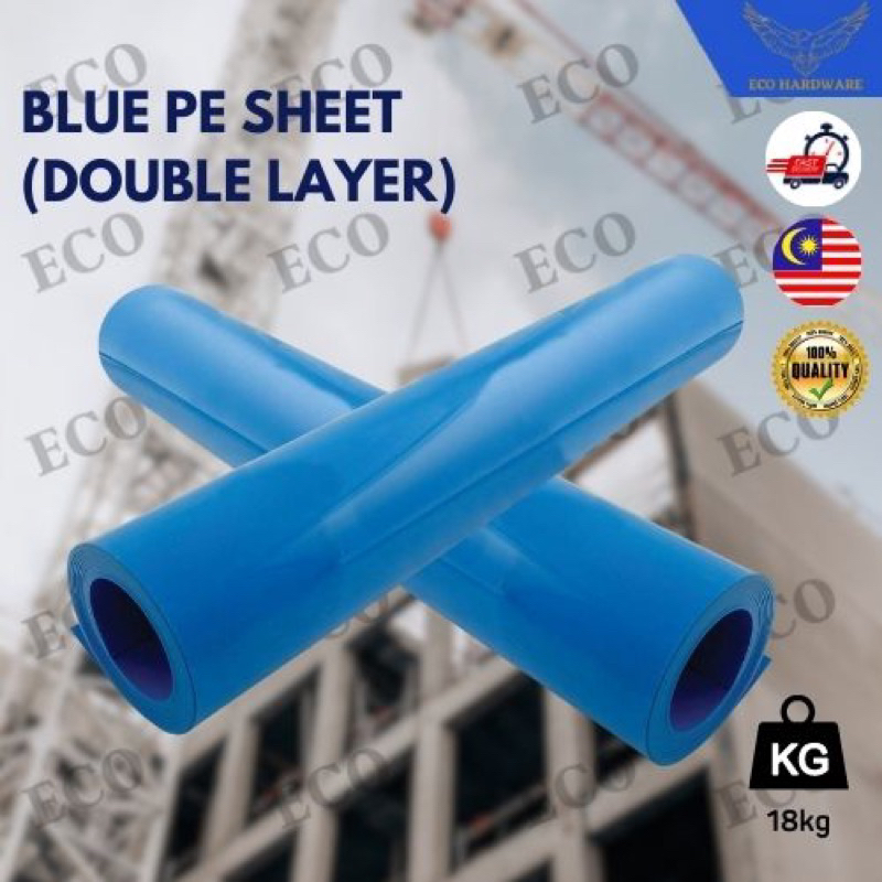 Blue Plastic Canvas Construction PE Sheet Plastik Biru Kontrit Floor