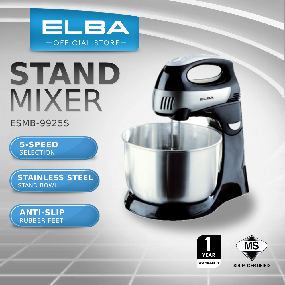ELBA Stand Mixer ESMB9925S 5speed, Stainless Steel Stand Bowl (4.2L