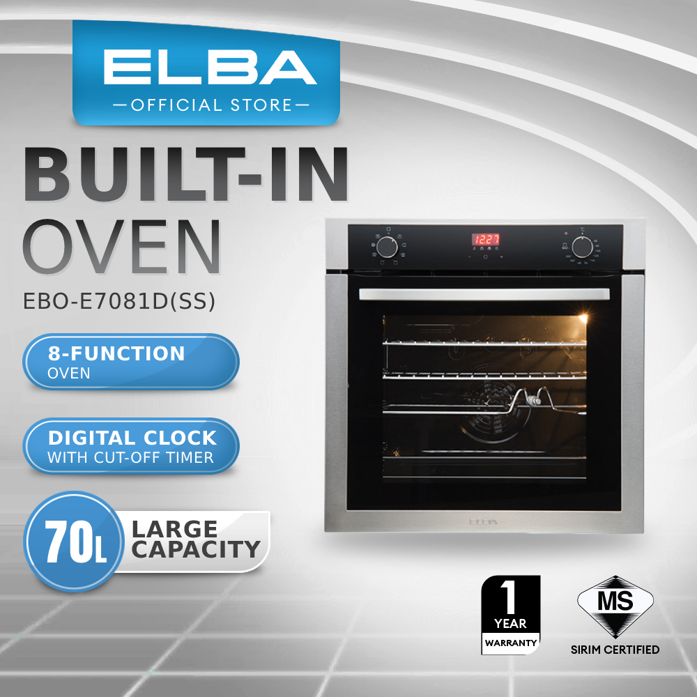 ELBA Builtin Oven EBOE7081D(SS) 8Function Oven Mechanical Control