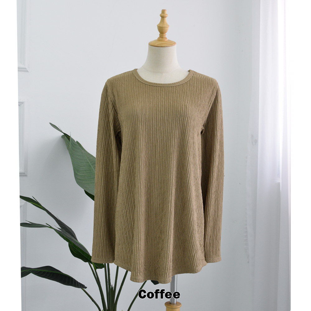 PPF EE97 Exclusive Ironless Cotton Knit Pleated Blouse Top Kulit Kayu ...